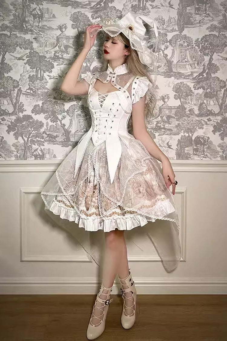 The Mystery Of The Doll Print Ruffle Bowknot Gothic Lolita Skirt Dress 2 Colors