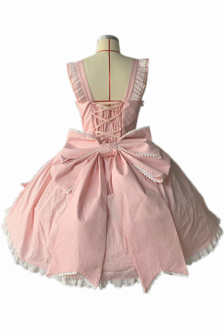 Grisha Sleeveless Triple-Layered Ruffle Cardigan Bowknot Lace Sweet Plus Size Lolita Jsk Dress 3 Colors