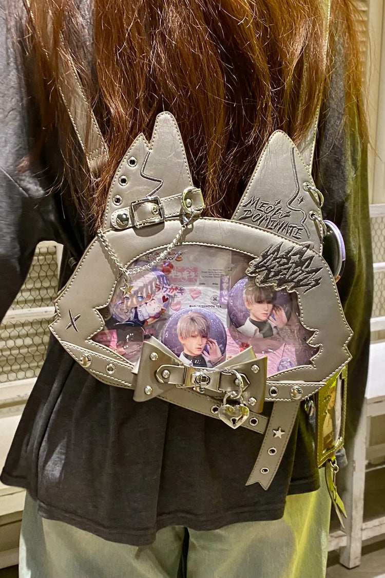 Domineering Cat Cat Ears Print Bowknot Gothic Lolita Crossbody Bag 9 Colors