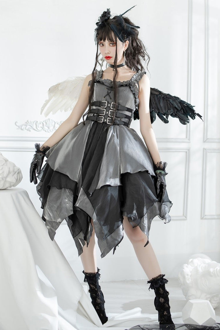 Silver/Grey Seven Deadly Sins: Lust Multi-Layered Irregular Gothic Lolita Jsk Dress