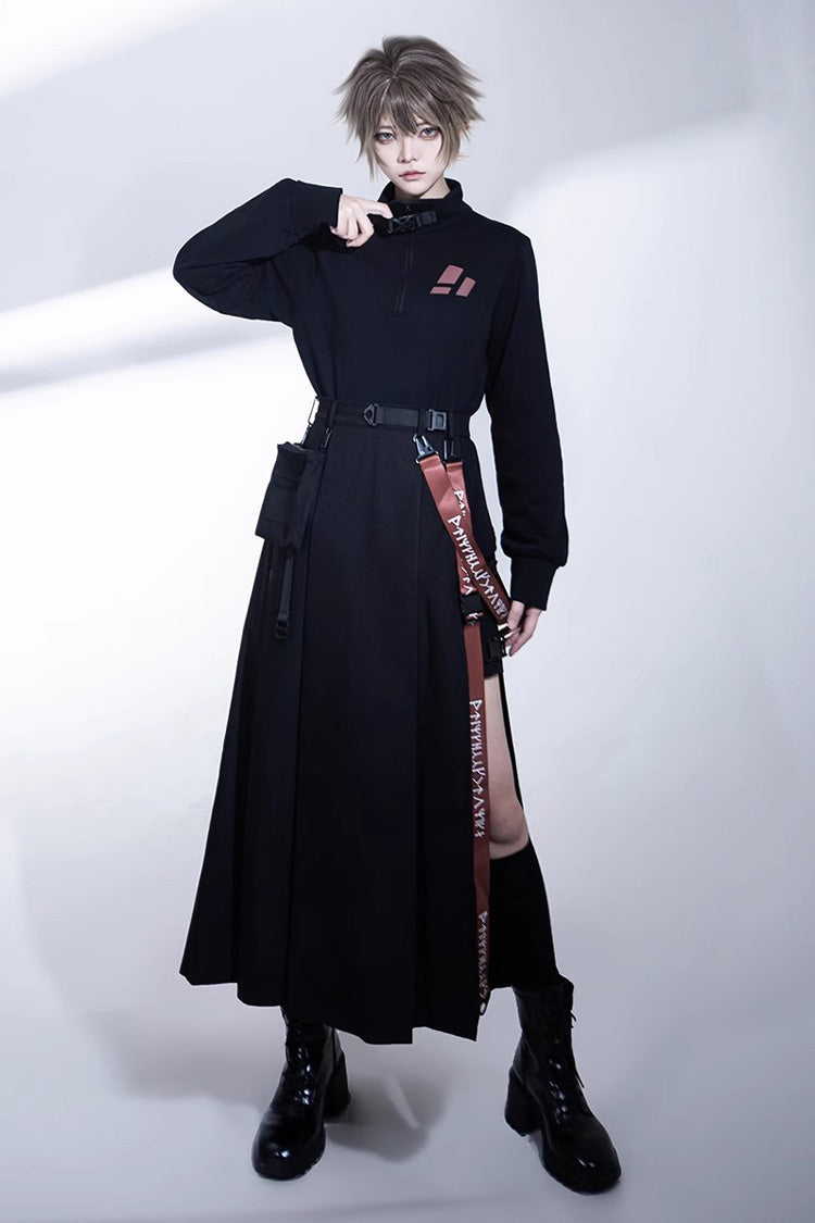 Black Unmarked Blade Gothic Handsome Ouji Lolita SK Skirt