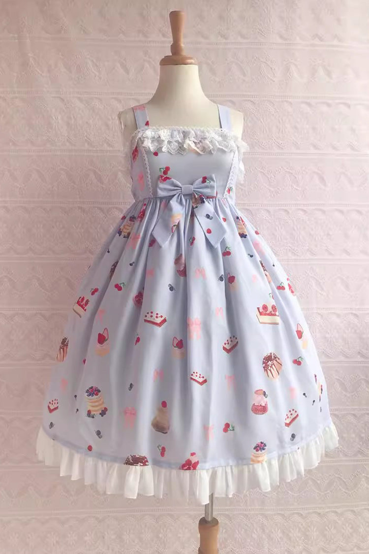 Strawberry Fruit Dessert Print Ruffle Bowknot Lace Sweet Lolita Jsk Dress 5 Colors