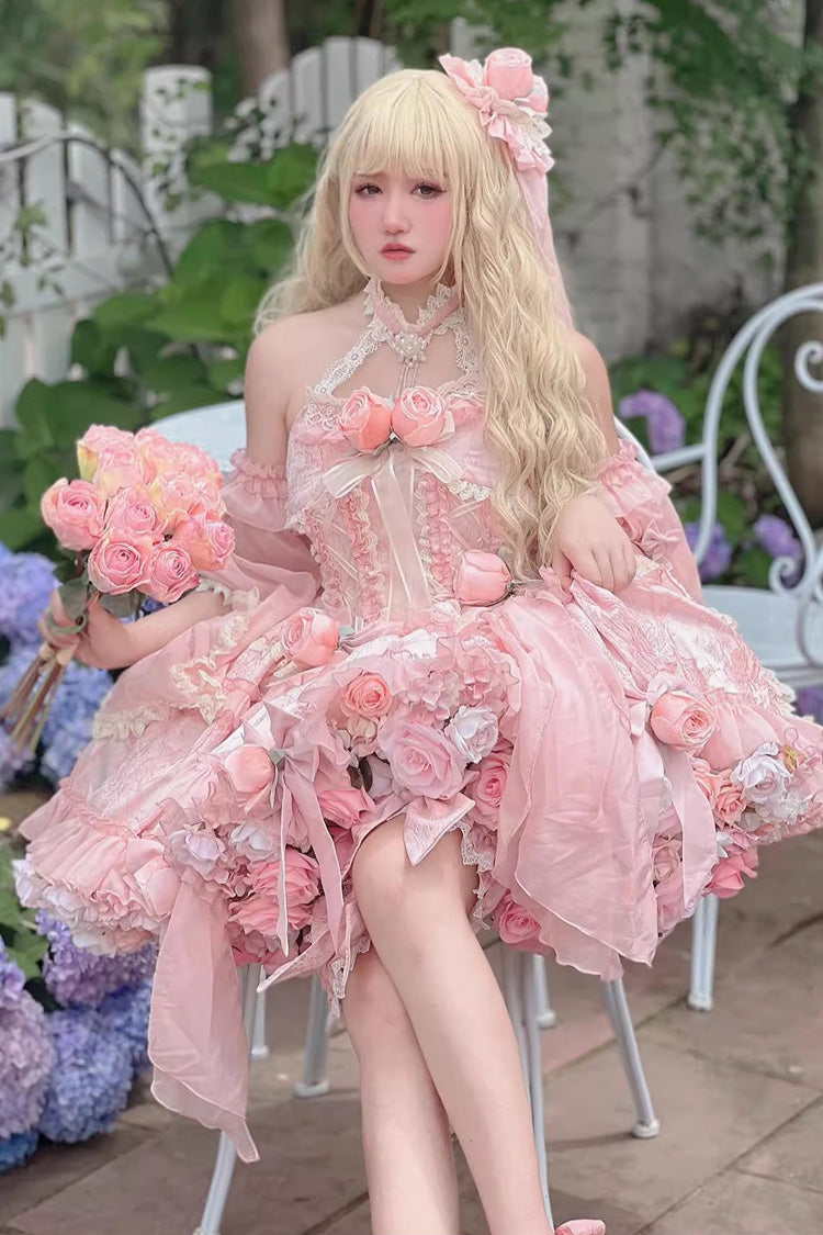 Gem Princess Fish Bone Detached Hime Sleeves Sweet Lolita Princess Dress Set 2 Colors