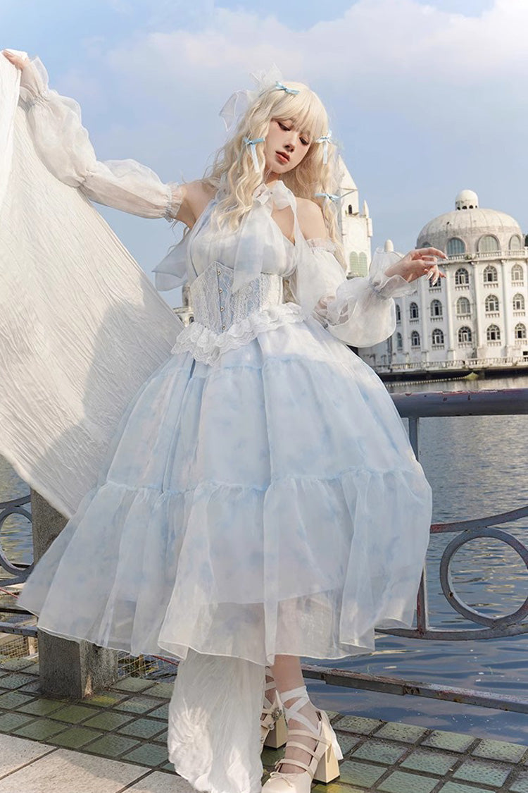 Glacier Blue Bubble Love Hanayome Tie-dyed Sweet Elegant Lolita Dress