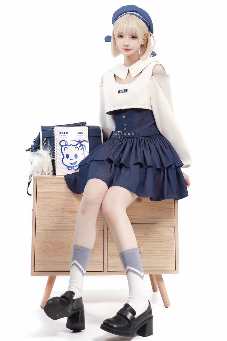 Dark Blue Double Layer Ruffle Sweet Lolita Jsk Dress