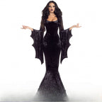 Gothic Lolita Halloween Vampire Witch Costume for Women Dark Bat Ghost Bride Cosplay Dress