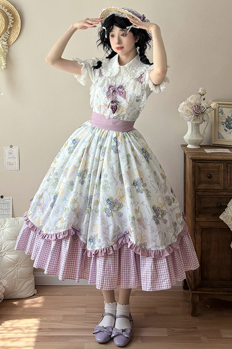 Blueberry Early Summer Sleeveless Print Ruffle Bowknot Sweet Lolita Jsk Dress 2 Colors