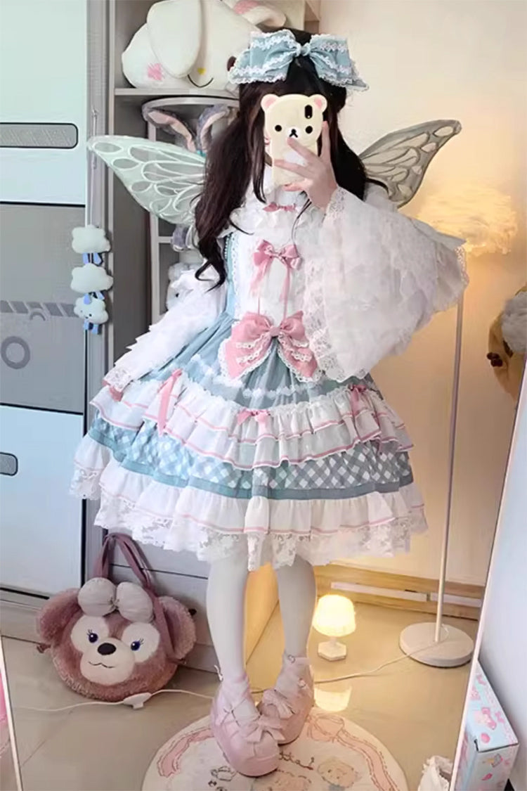 Beating Heart Sleeveless Print Ruffle Bowknot Lace Sweet Lolita Dress 3 Colors