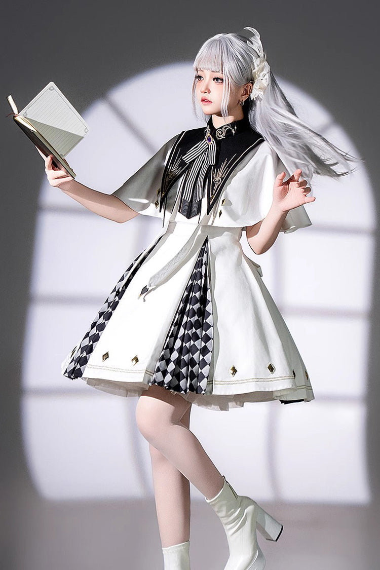 White Eye of Truth Magic Academy Diamond Print Stitching Gothic Lolita Jsk Dress