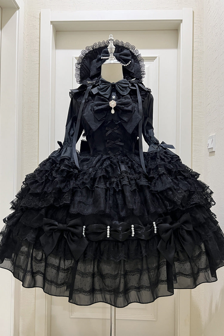 Black Dream Prologue Doll Multi-Layered Bowknot Lace Gothic Princess Lolita Dress