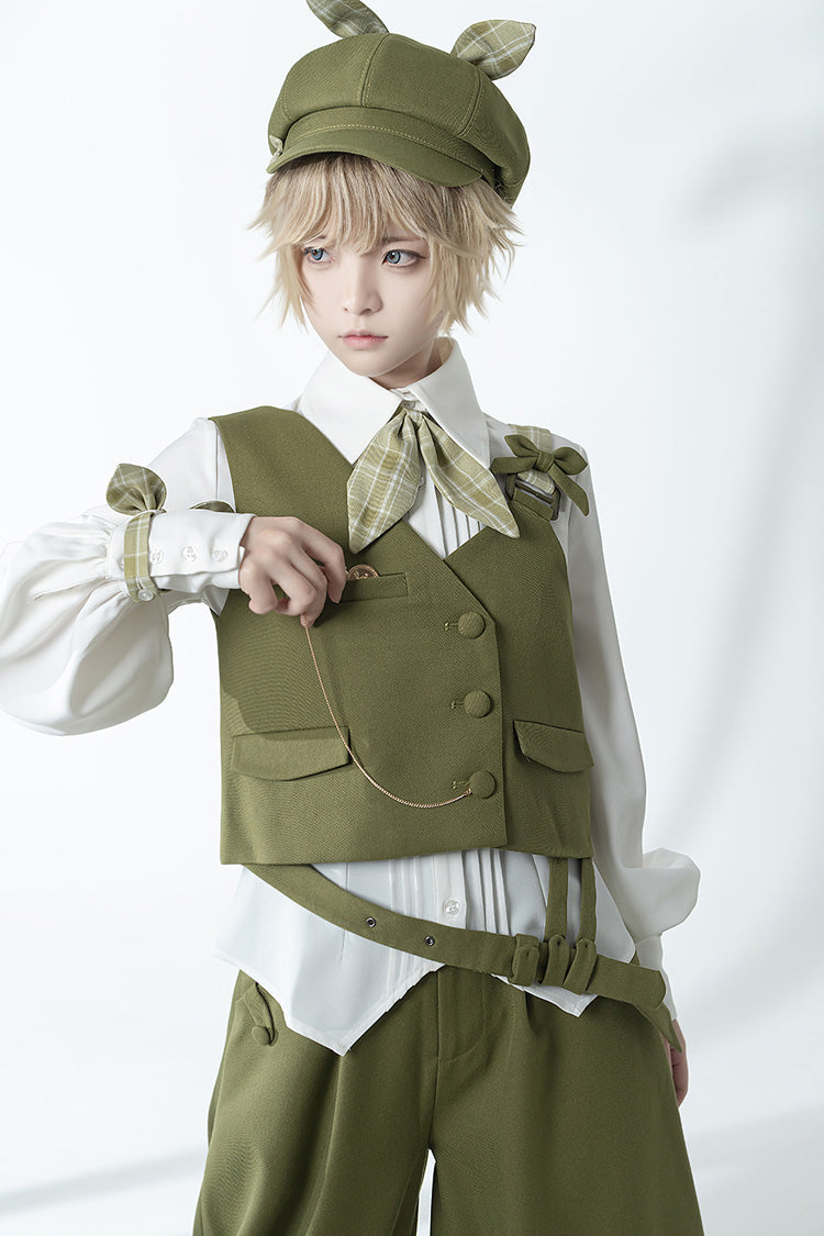 Matcha Green Cute and Handsome Secret Morning Post Series Ouji Lolita Vest