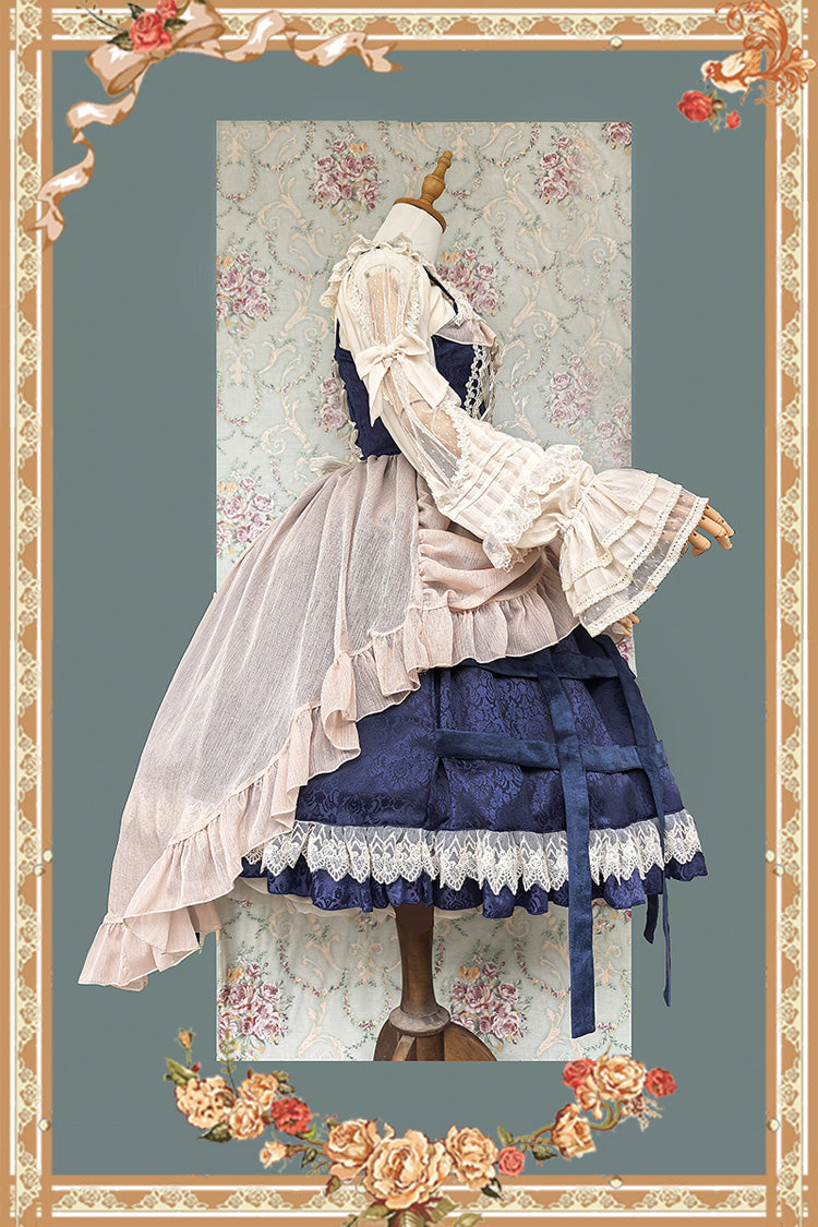 Lilith's Cage Sleeveless Print Ruffle Bowknot Lace-Up Gothic Elegant Lolita Jsk Dress 2 Colors