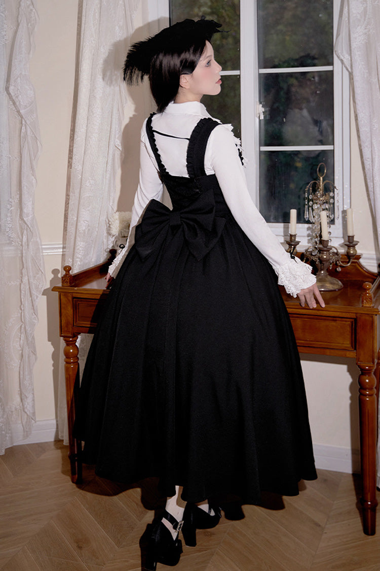 Black Silent Words Ruffle Bowknot Classic Lolita Jsk Push-Up Dress