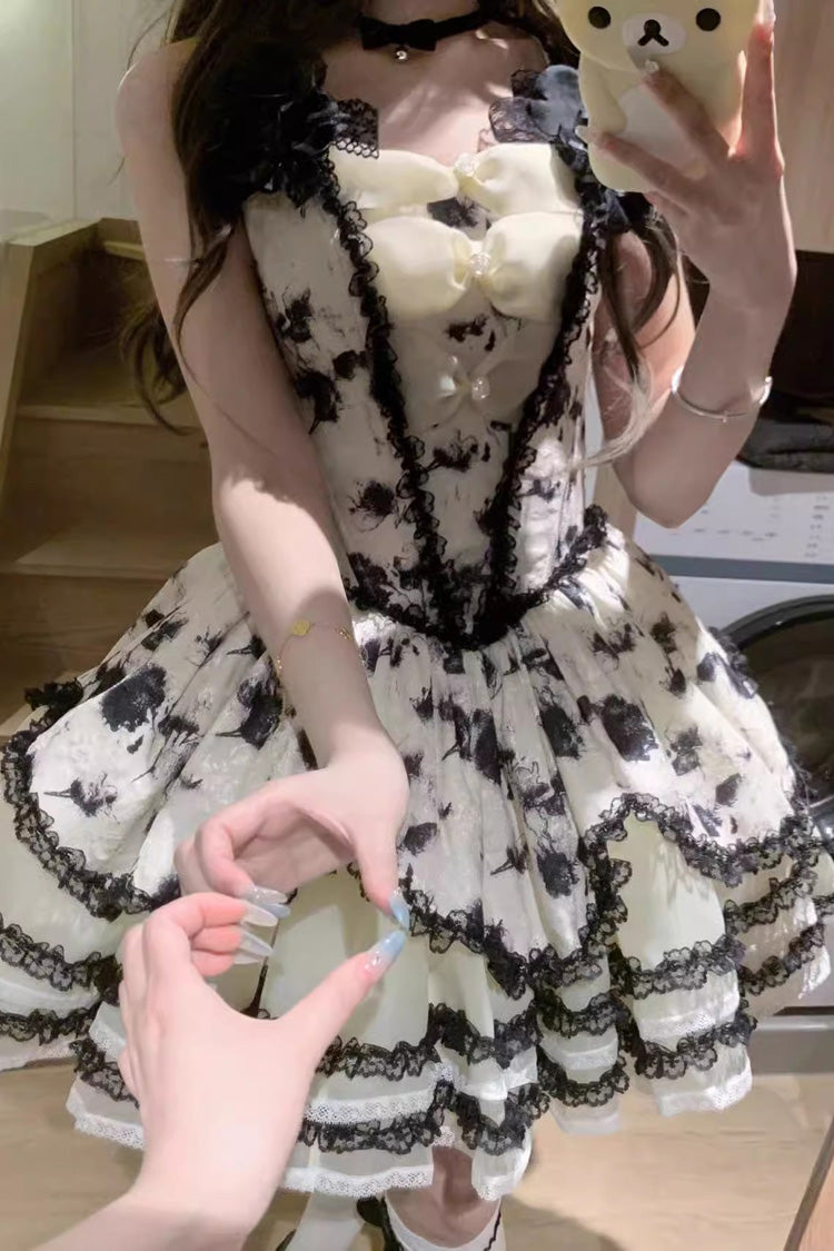 Jasmine Rain Print Stitching Lace Sweet Lolita Jsk Dress 6 Colors