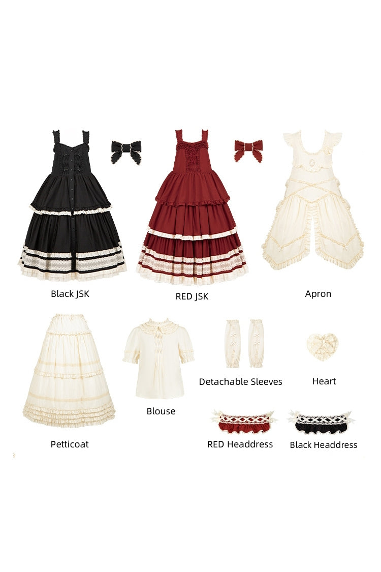 Black Lily Multi-Layered Ruffle Lace Classic Elegant Lolita Jsk Dress