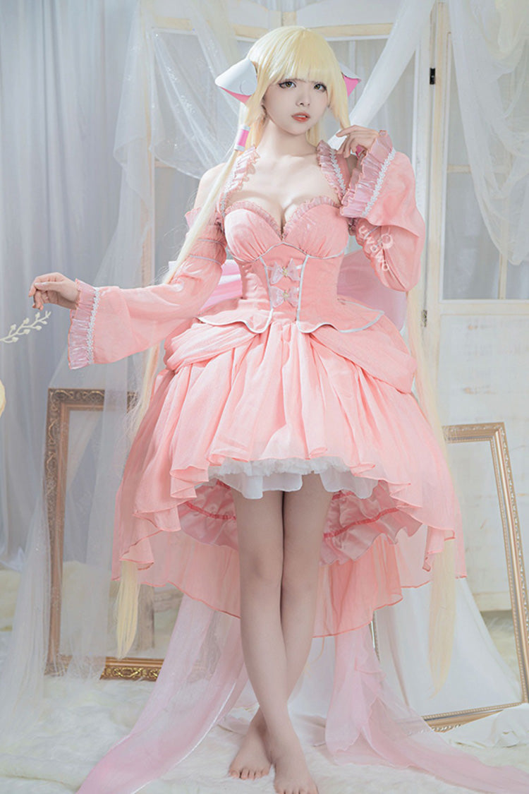 Pink Humanoid Computer Angel Bowknot Lace Sweet Princess Lolita Jsk Dress