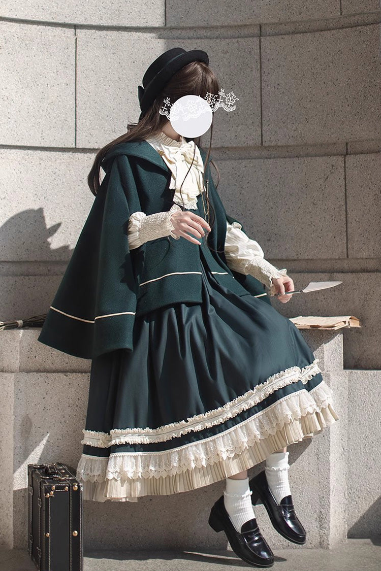 Green Artemis SP Ruffle Bowknot Lace College Style Elegant Lolita Jumper Dress