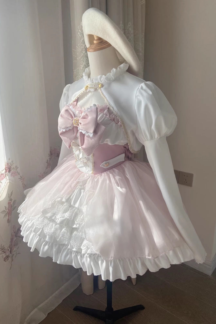Pink/White Magical Girl Ruffle Cardigan Bowknot Sweet Princess Lolita Jsk Dress