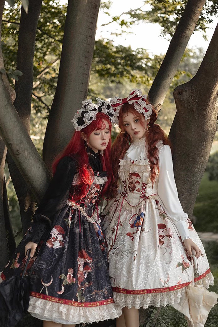 Cat Traveler Print Ruffle Vintage Elegant Sweet Lolita Jsk Dress 2 Colors