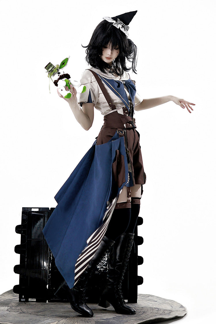 Brown Inventor of Wonderful Equipment Ouji Punk Cool Lolita Bib Shorts
