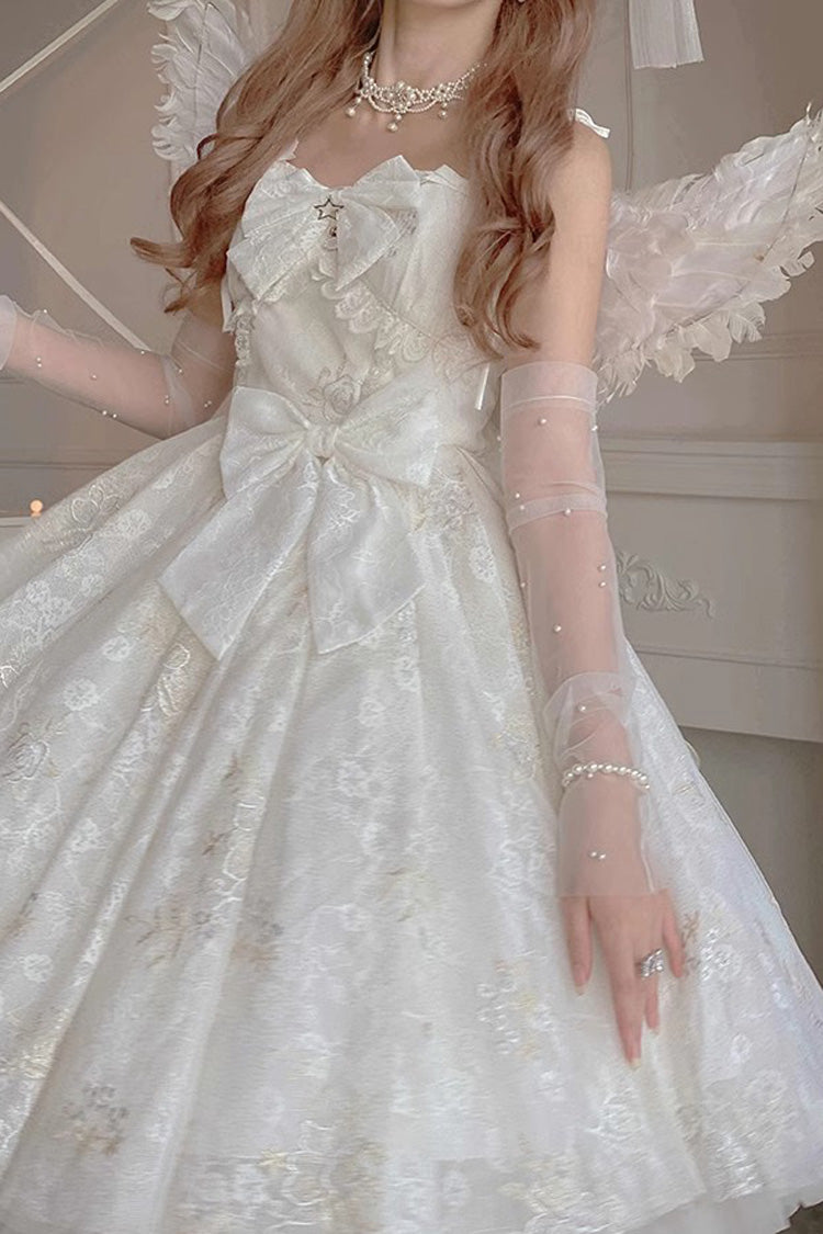 White Print Hanayome Embroidery Bowknot Sweet Lolita Prom Jsk Dress
