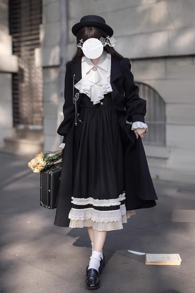 Black Ruffle Bowknot Lace Elegant Lolita Jumper Dress