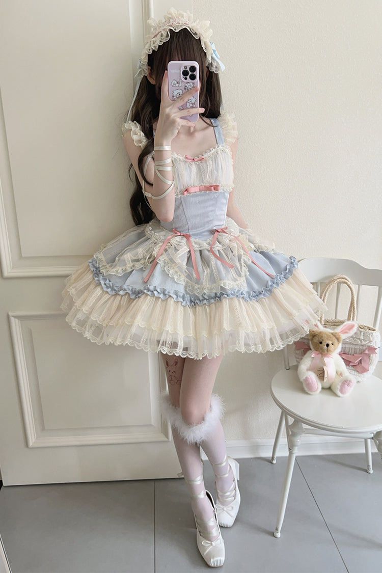 Flower Season Bowknot Lace Sweet Ballet Lolita Jsk Dress 4 Colors