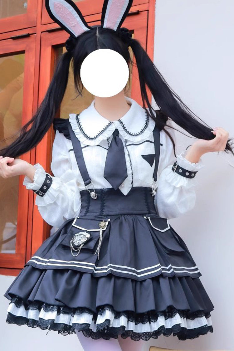 Officer Rabbit Multi-layer Ruffle Sweet Lolita Strap Dress 4 Colors
