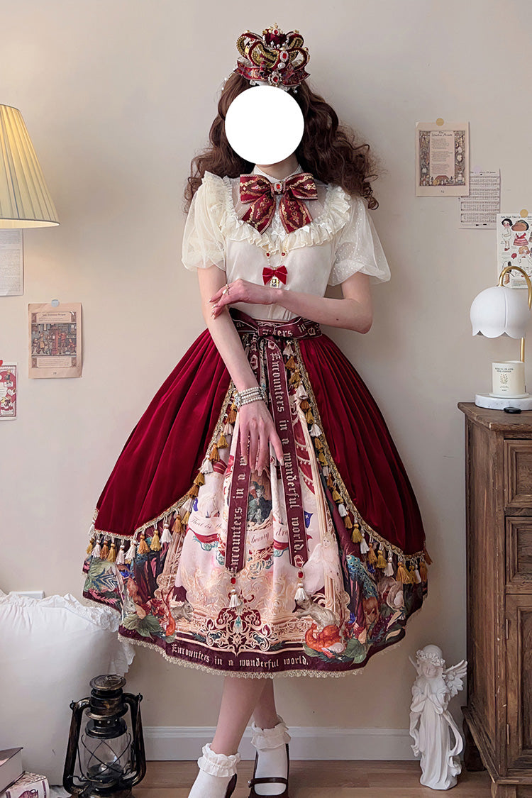 Red Kaleidoscope of Dreams Oil Print Sweet Vintage Gorgeous Lolita Skirt