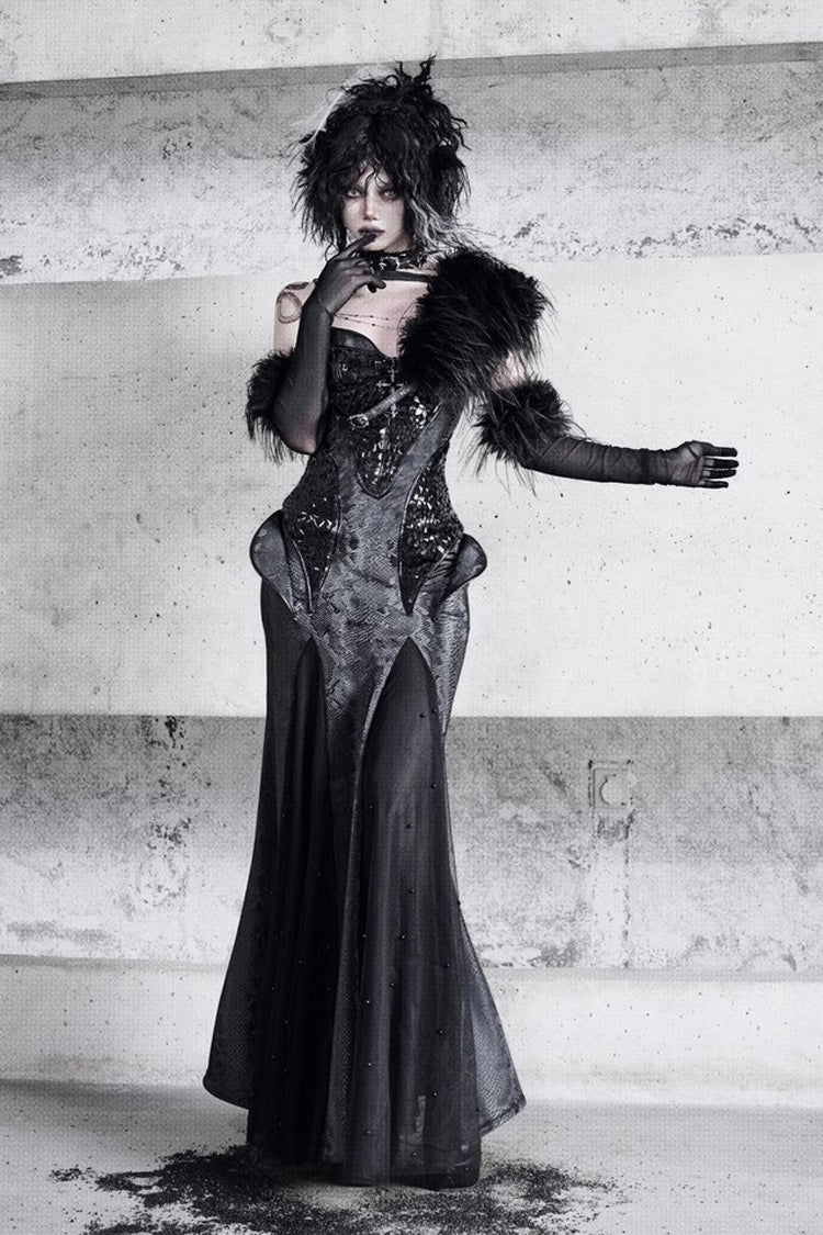Black Snake Eye Shadow Sleeveless Print Stitching Slim Gothic Lolita Jsk Dress