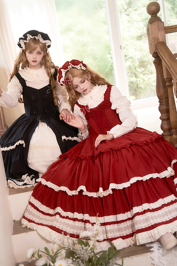 Black Lily Multi-Layered Ruffle Lace Classic Elegant Lolita Jsk Dress