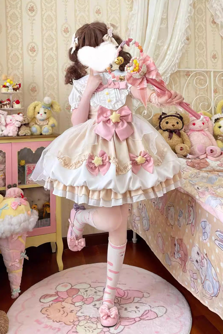 Little Wishing Star Ruffle Bowknot Bud Sweet Lolita Jsk Dress 5 Colors