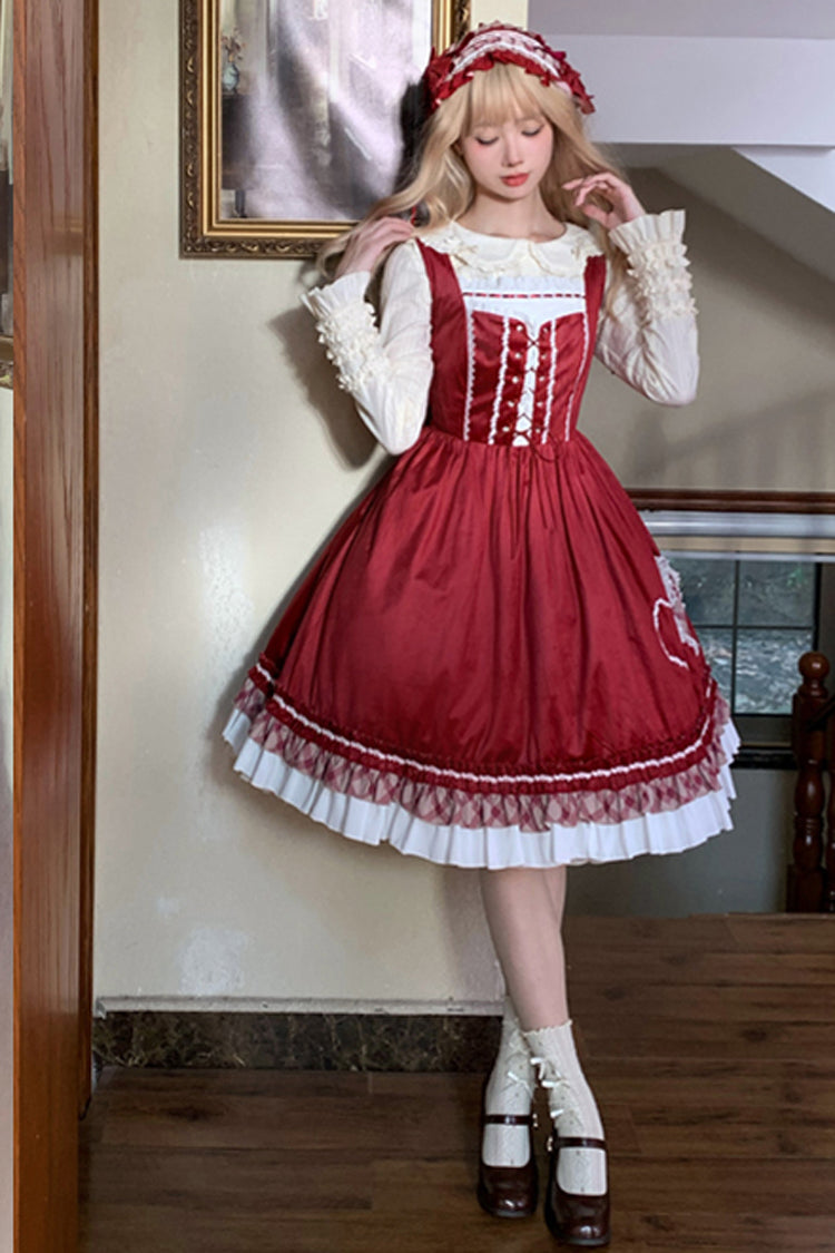 Wine Red Little Red Riding Hood Ruffle Bowknot Sweet Lolita Jsk Dress