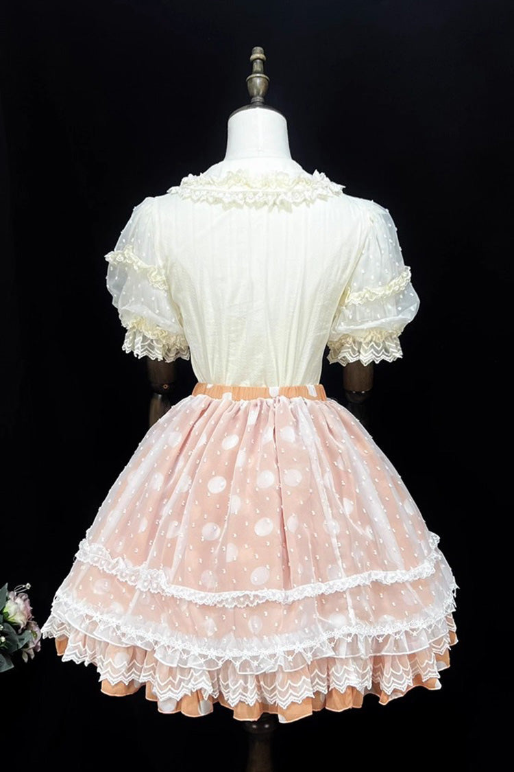 Wave Candy Triple-Layered Print Ruffle Bowknot Sweet Lolita Skirt 3 Colors