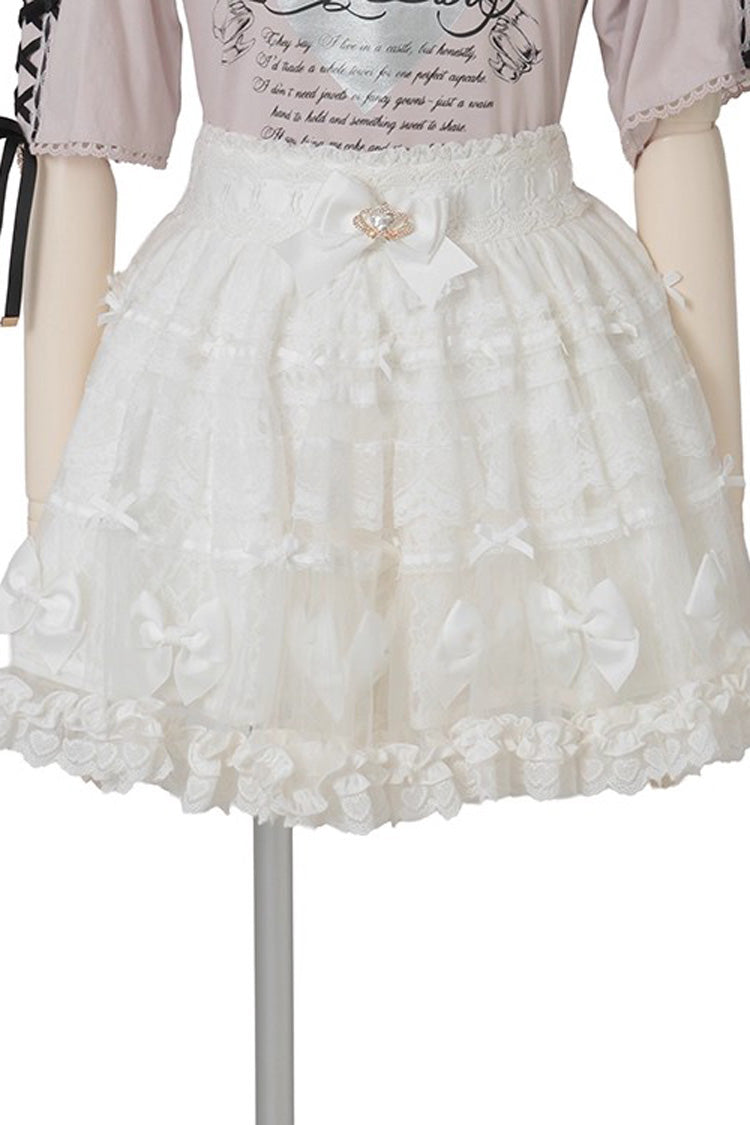 Sweet Ruffle Bowknot Lace Plus Size Japanese Lolita Skirt 3 Colors