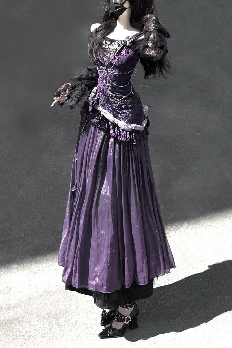 Purple Madame Butterfly Ruffle Bowknot Lace Sweet Elegant Gorgeous Lolita Jsk Dress