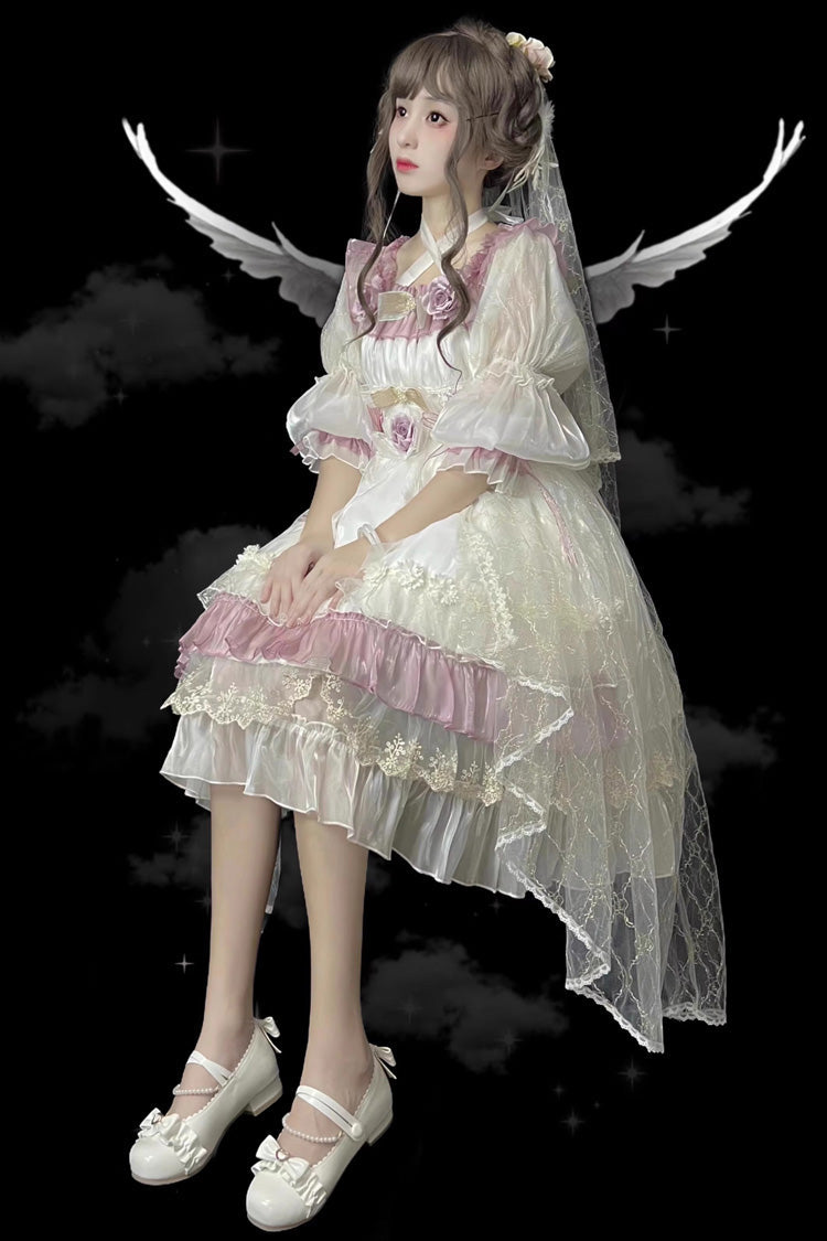 Purple Spring of Boliya Long Sleeves Multi-Layered Ruffle Bowknot Lace Lace-Up Sweet Princess Lolita Dress