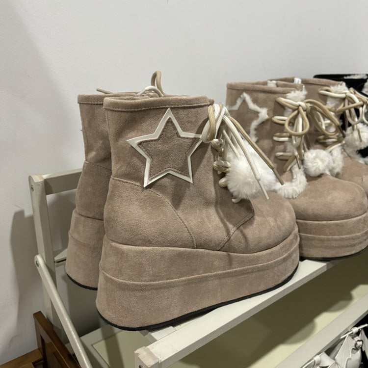 Sweet Star Fleece-Lined Warm Lolita Martin Boots 2 Colors