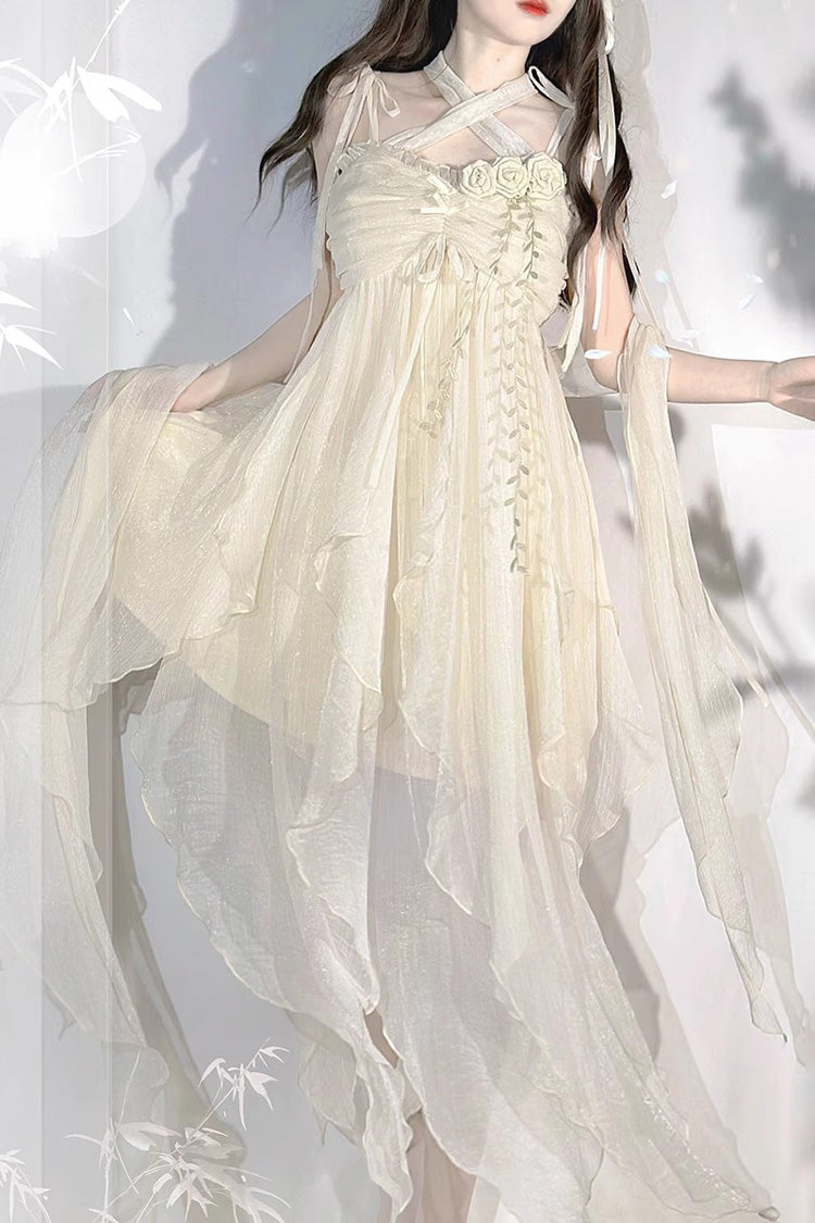 Ivory Wanderer's Song Bowknot Irregular Hem Sweet Lolita Jsk Dress