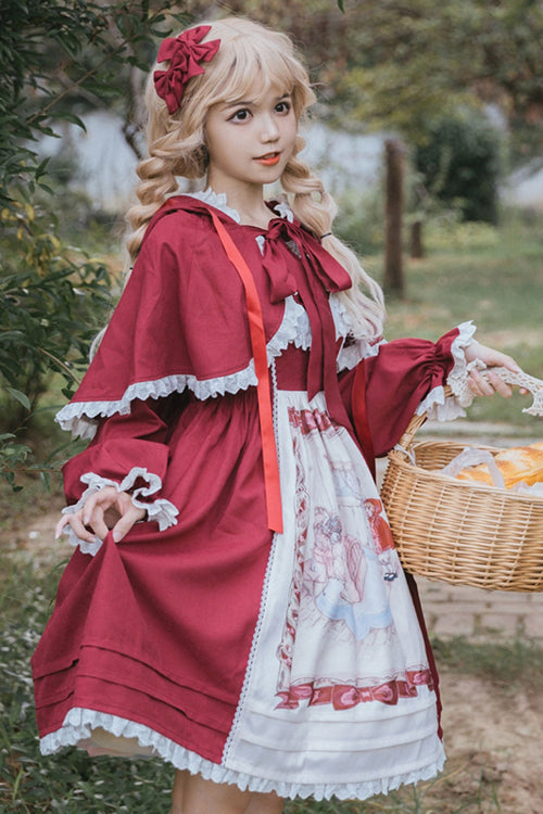 Red Round Collar Little Red Riding Hood High Waist Sweet Lolita JSK Dress