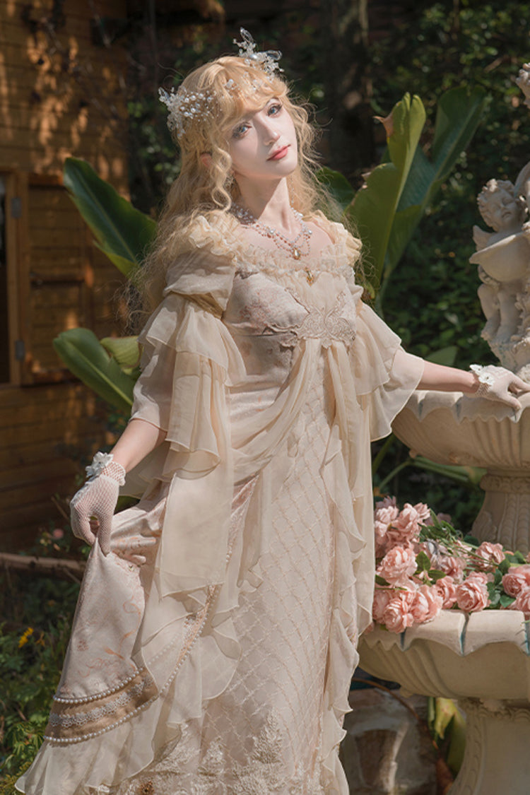 Pink Bathing in the Light Short Sleeves Ruffle Embroidery Lace Sweet Elegant Lolita Dress