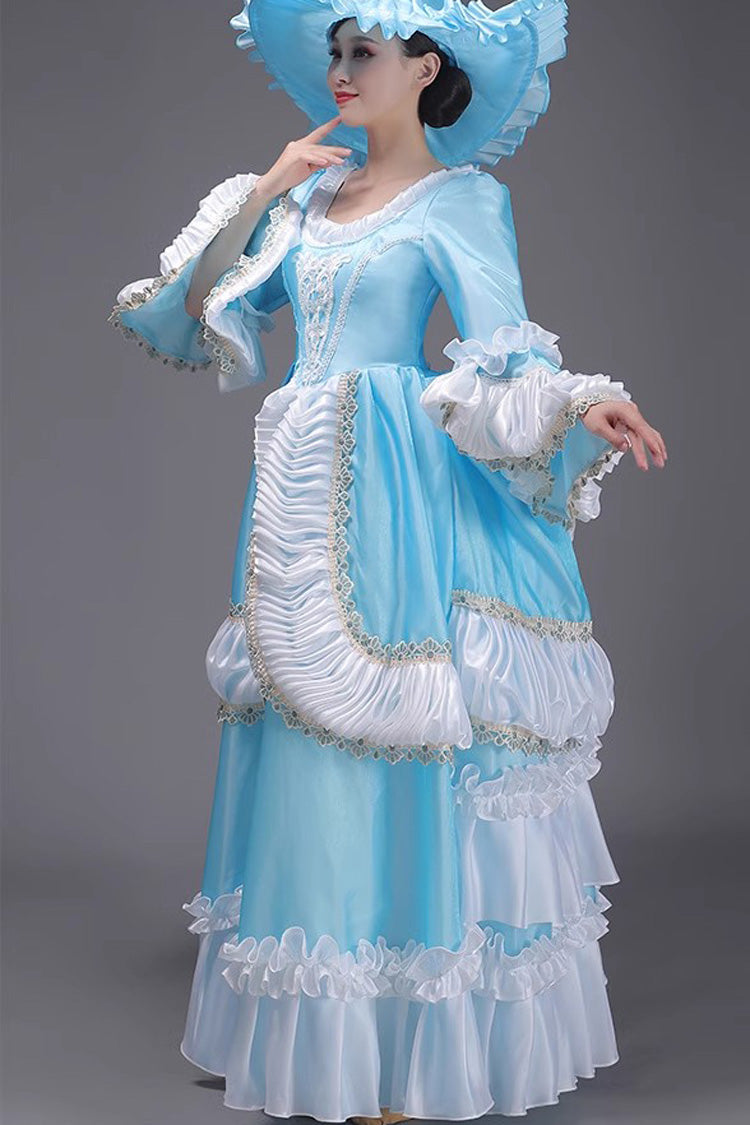 European Style Long Sleeves Multi-layer Ruffle Classic Elegant Princess Victorian Dress 3 Colors