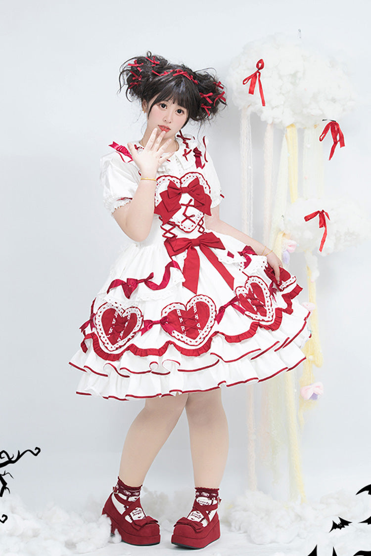 Red/White Frosted Sugar Gift Box Sleeveless Ruffle Bowknot Sweet Plus Size Princess Lolita Jsk Dress