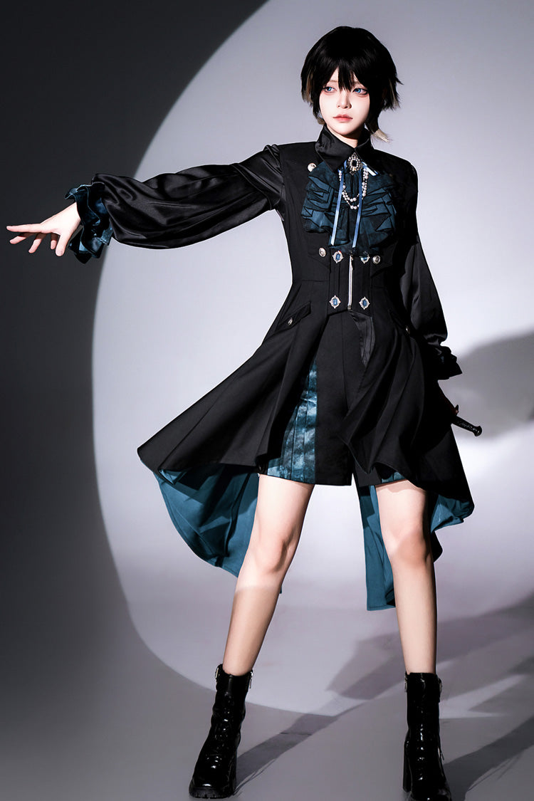 Black Deep Music Long Sleeves Gothic Elegant Ouji Lolita Four-piece Set