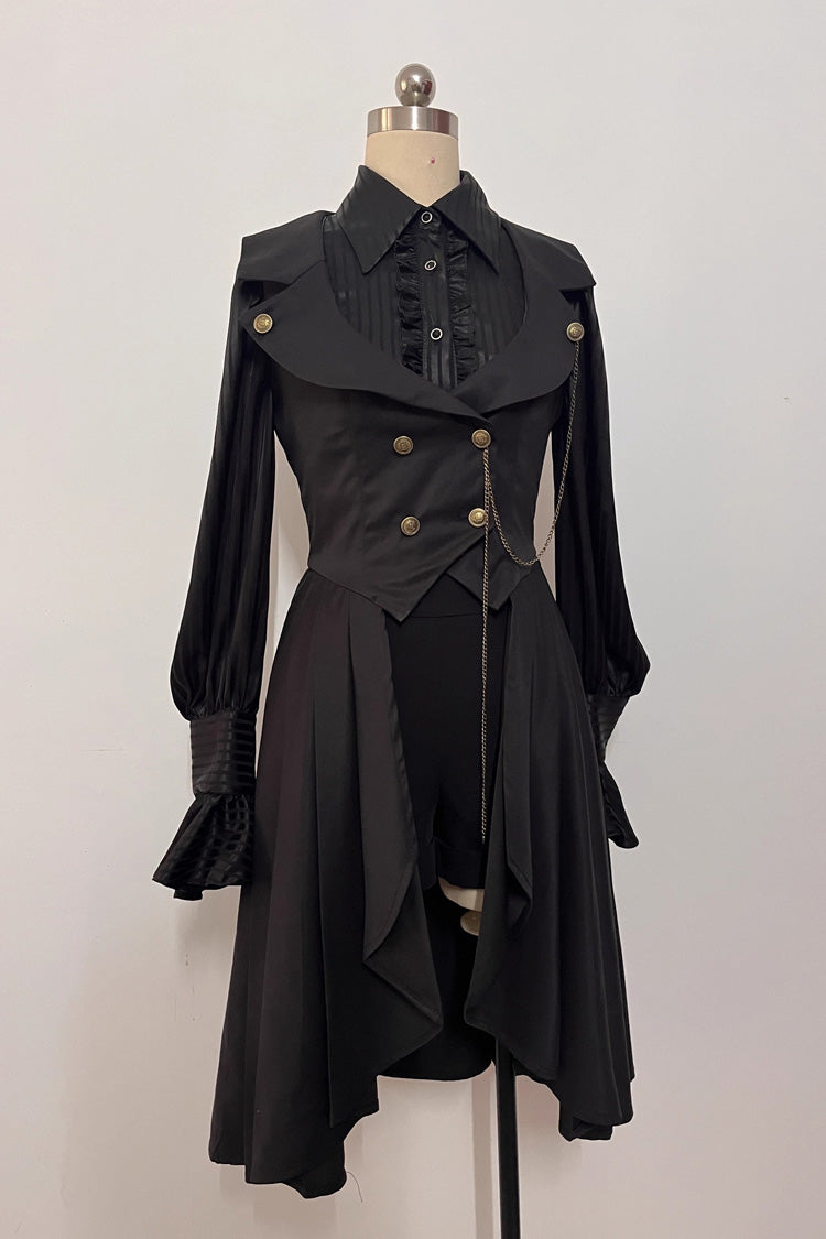 Black Moonstone Sleeveless Ruffle Ouji Gothic Prince Lolita Long Vest