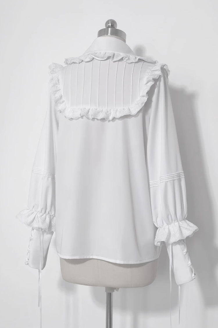 White Pure Color Rabbit Theater Ouji Lolita Blouse