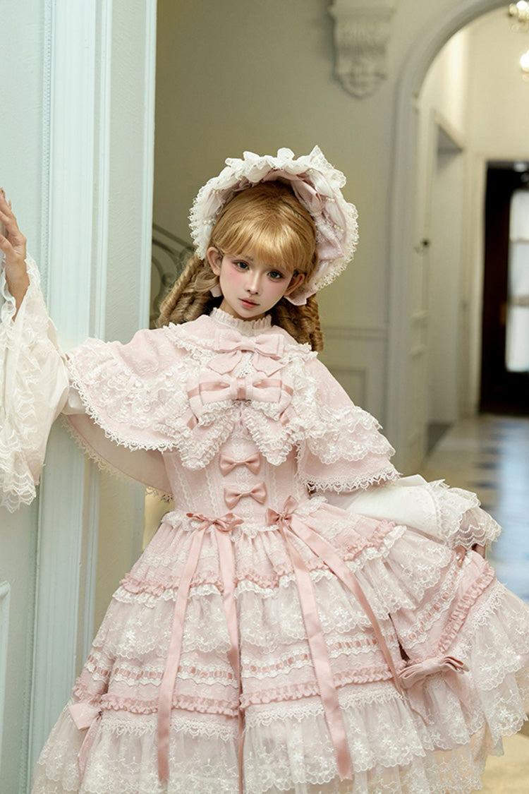 Pink Reinas Sleeveless Ruffle Bowknot Lace Sweet Lolita Jsk Dress