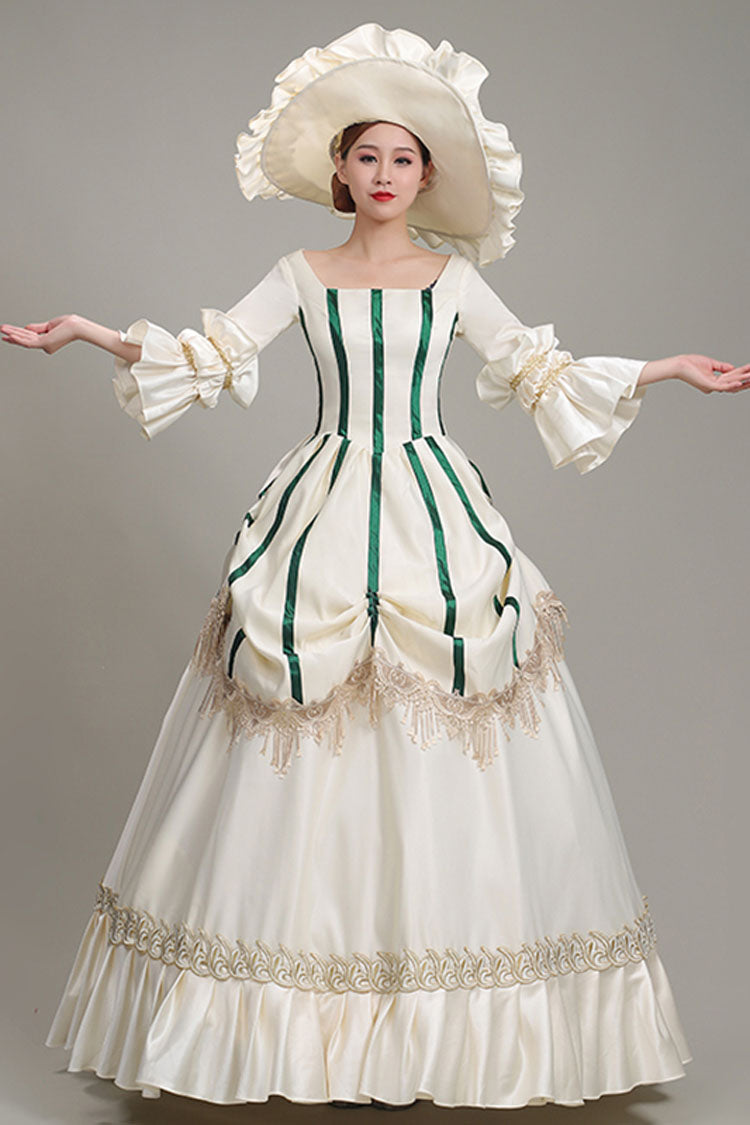 Champagne Hime Sleeves Half Sleeves Square Collar High Waisted Ruffled Victorian Lolita Prom Dress
