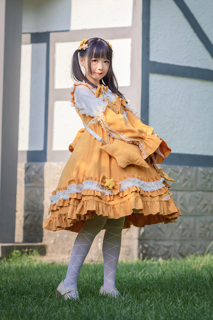 Multi-Color Long Sleeves Ruffle Embroidery Bowknot Sweet Lolita Dress 3 Colors