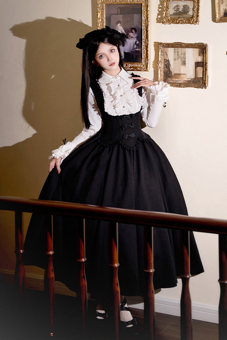 Black Silent Words Ruffle Bowknot Classic Lolita Jsk Push-Up Dress